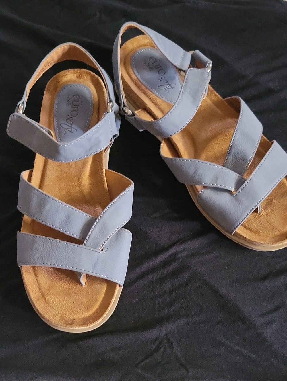 SOFFT- Women's Light Blue Strappy Comfort Sandals with Ankle Buckle